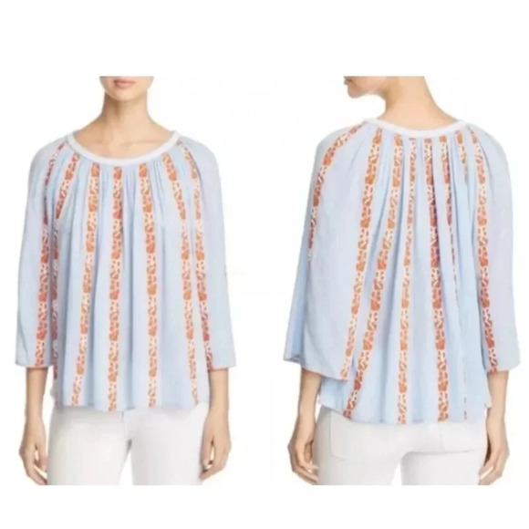 Tory Burch Alexandria Beaded Peasant Top Blouse Shirt Womens Size 2 (586) - Picture 1 of 10